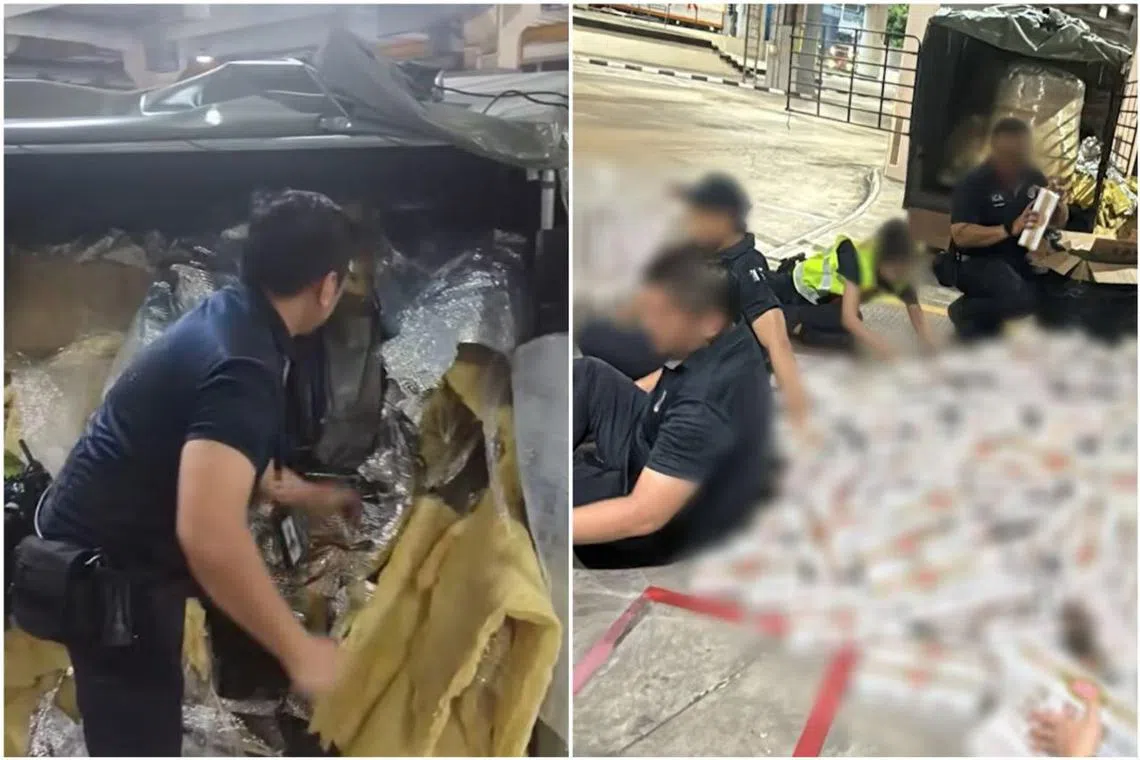 Nearly 6,000 cartons of duty-unpaid cigarettes were found concealed within the consignment.