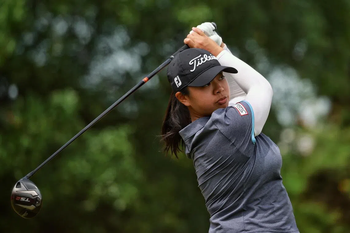 Amanda Tan of Singapore in action during the final round of HSBC Women's World Championship at Sentosa Golf Club’s Tanjong Course on March 5, 2023. ST Photo: Kevin Lim kkgolf05