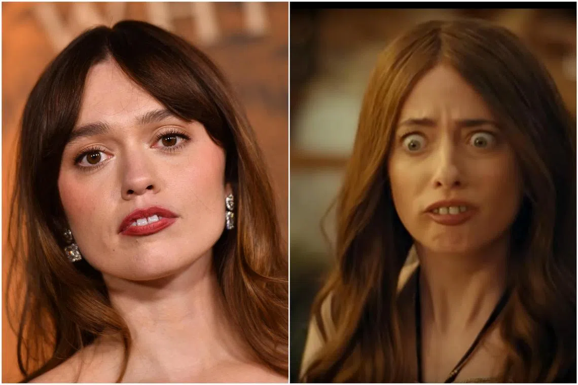 Aimee Lou Wood (left) objected to the sketch, in which SNL cast member Sarah Sherman impersonates Wood’s character while wearing large prosthetic teeth.