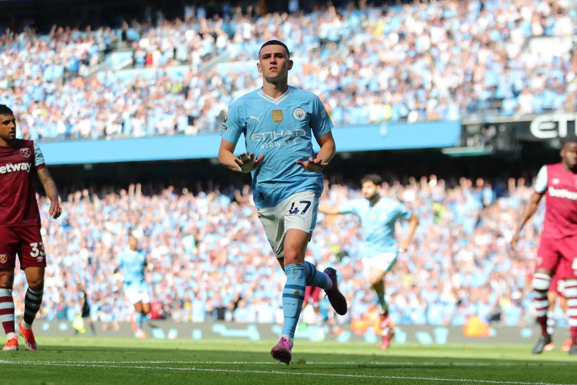 Two glorious early goals from league player of the season Phil Foden created a party atmosphere in the sunshine at the Etihad Stadium