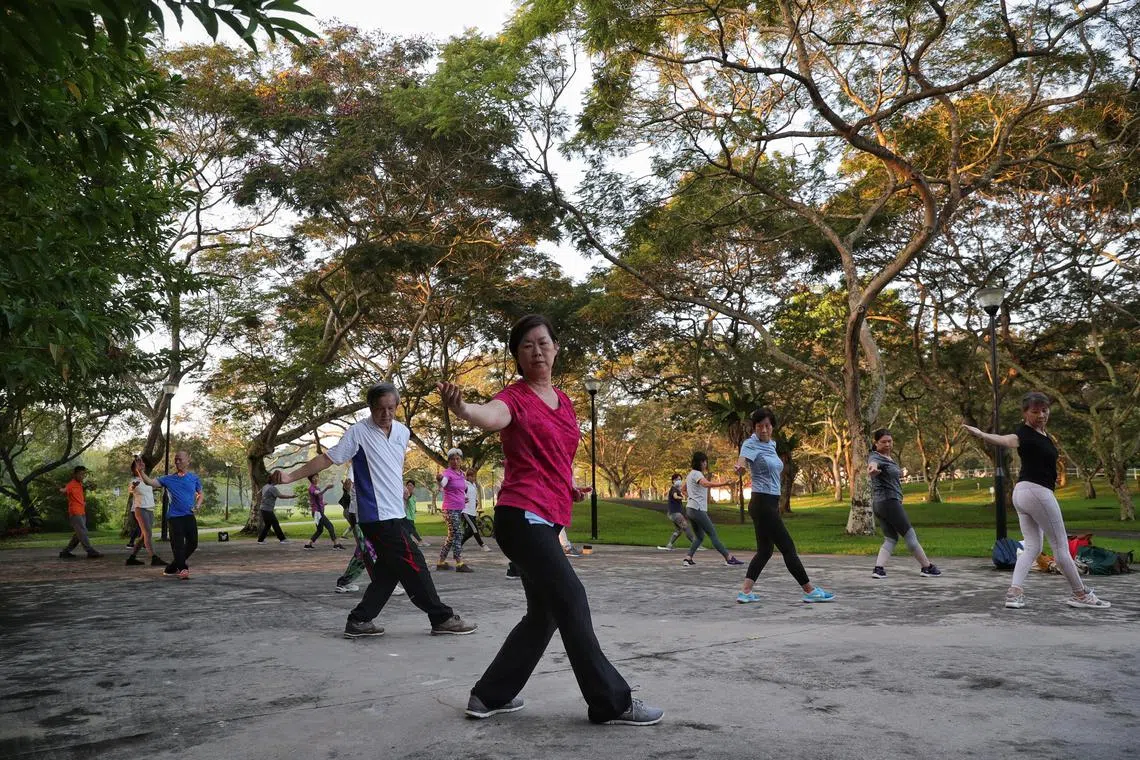 Traditional fitness qigong like Tai Chi or Baduanjin are slow and usually accompanied by soothing music. 