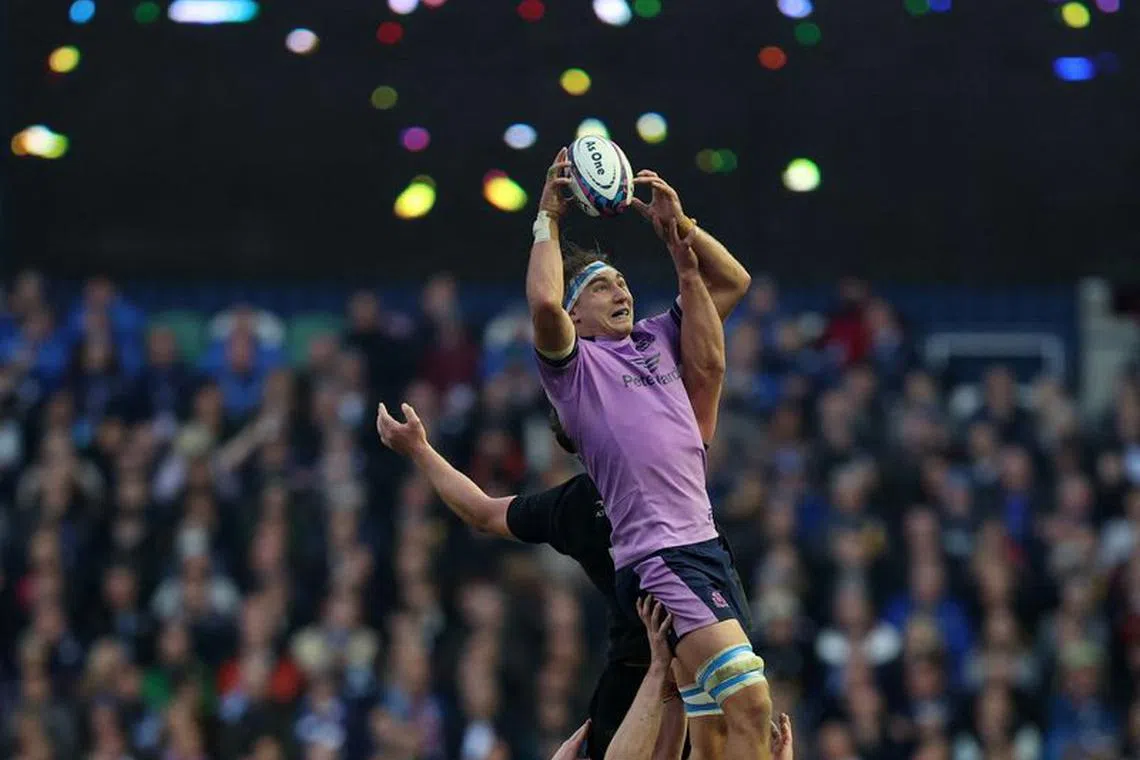 FILE PHOTO: Rugby Union - International - Scotland v New Zealand - Murrayfield Stadium, Edinburgh, Scotland, Britain - November 13, 2022 Scotland's Grant Gilchrist in action REUTERS/Russell Cheyne/File Photo