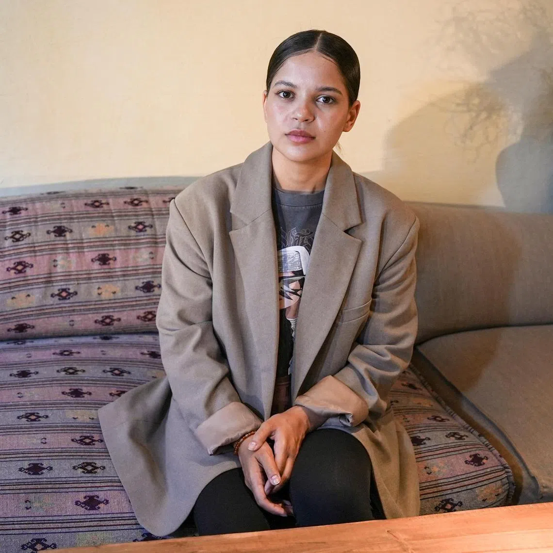 Ethnic Crimean Tatar Leniie Umerova, 27, poses for a picture during an interview with Reuters, in Kyiv, Ukraine, on June 10.