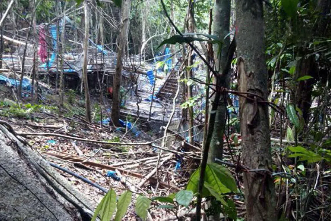 The camp sites in Wang Burma at the Malaysia-Thailand border outside Wang Kelian. Malaysia authorities said there were 139 suspected graves in the mountainous jungle where northern Malaysia meets southern Thailand, a remote area that trafficking syndicates used as a transit point to hold migrants and refugees and 28 camps on their side of the border. The camps are believed to have been used by people-smuggling syndicates who move large numbers of impoverished Rohingya out of Myanmar, where they face systematic repression, with most heading for Malaysia.