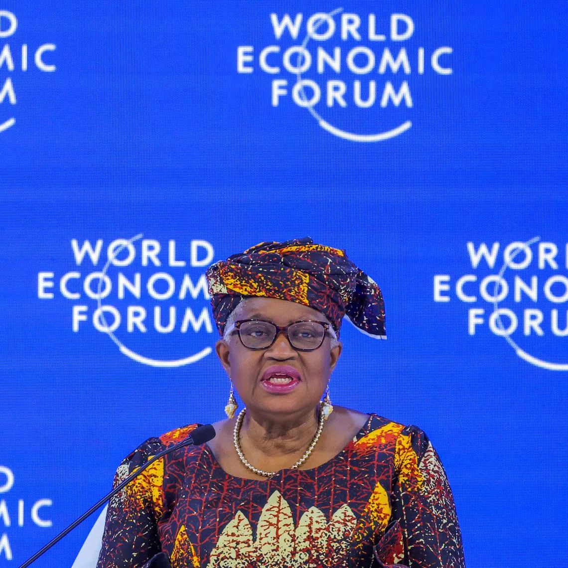 World Trade Organization (WTO) Director‑General Ngozi Okonjo‑Iweala attends the 56th annual World Economic Forum (WEF) meeting in Davos, Switzerland, January 23.