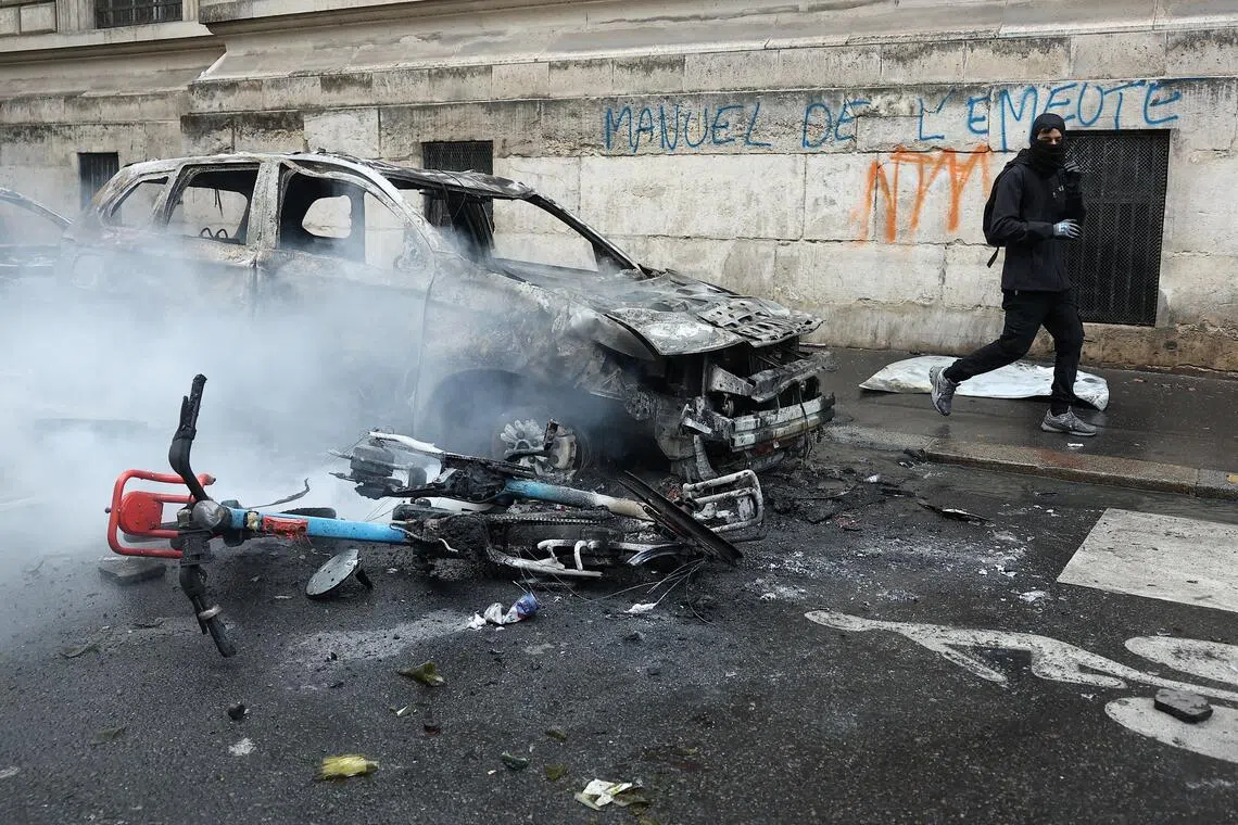 Major protests gripped France on Oct 17, where the police clashed with demonstrators as nationwide marches against soaring inflation devolved into street violence, widespread looting and fires.