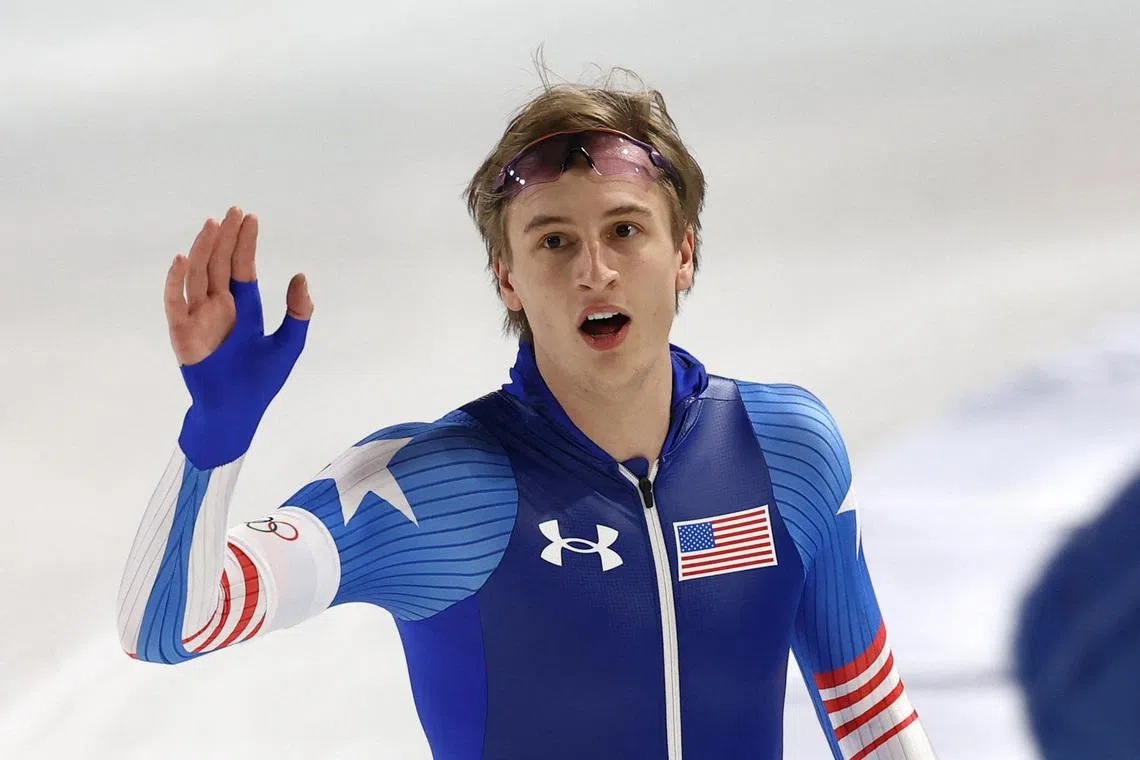 Speed skating-Unstoppable Stolz blazes to 500m crown for his second Milano Cortina gold