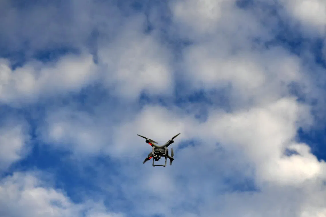 A drone in flight near the Padang on 16 July 2017.