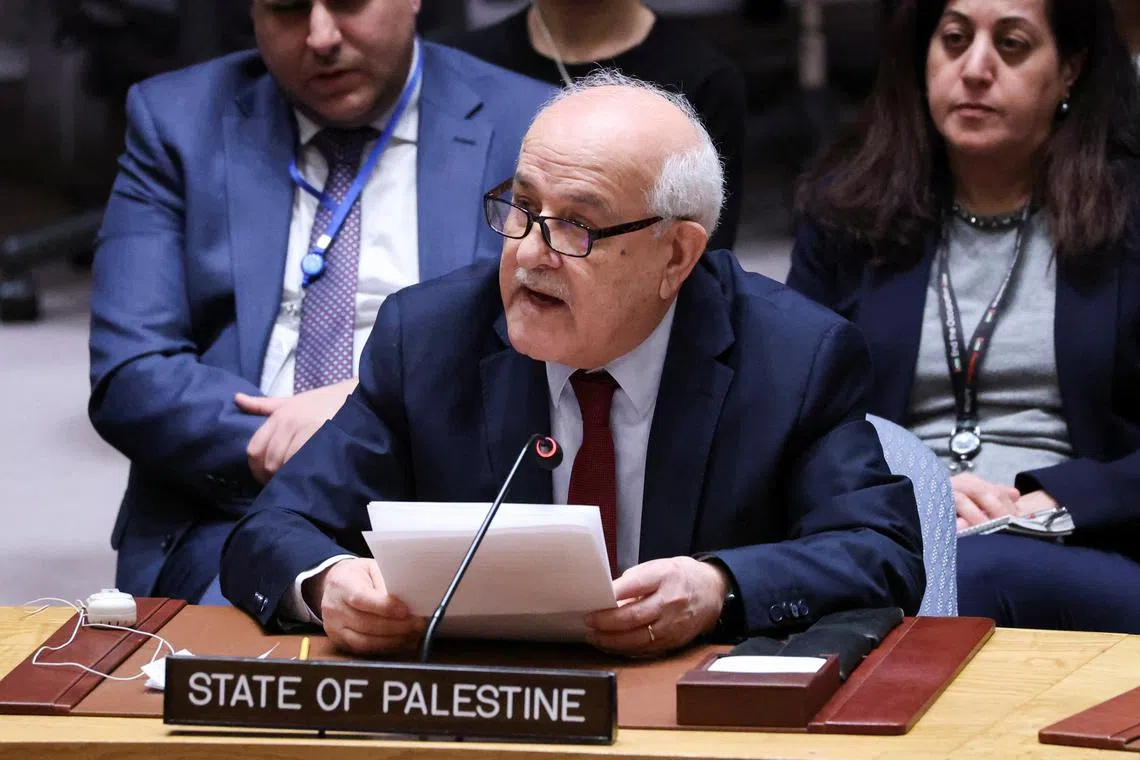 Riyad Mansour made the Palestinian plans public as the war between Israel and Palestinian Hamas militants nears a six-month milestone. 