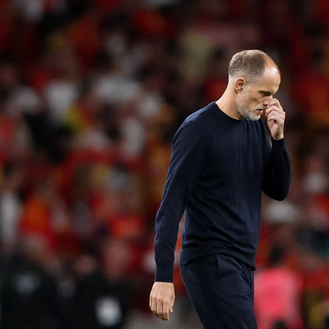 Soccer Football - Nations League - Group A3 - England v Spain - Wembley Stadium, London, Britain - September 26, 2026 England manager Thomas Tuchel looks dejected after the match REUTERS/David Klein