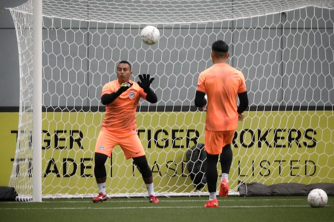 Goalkeeper Zaiful Nizam (left) will play in his first competitive match for Singapore on Saturday.