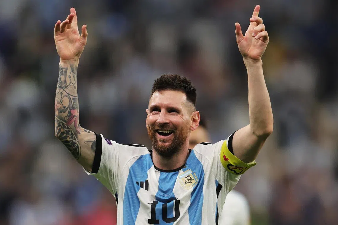 Lionel Messi greeting the fans of Argentina after the World Cup semi final between his team and Croatia. The Argentinian fans were in full voice at the Lusail Stadium in Qatar on Tuesday.