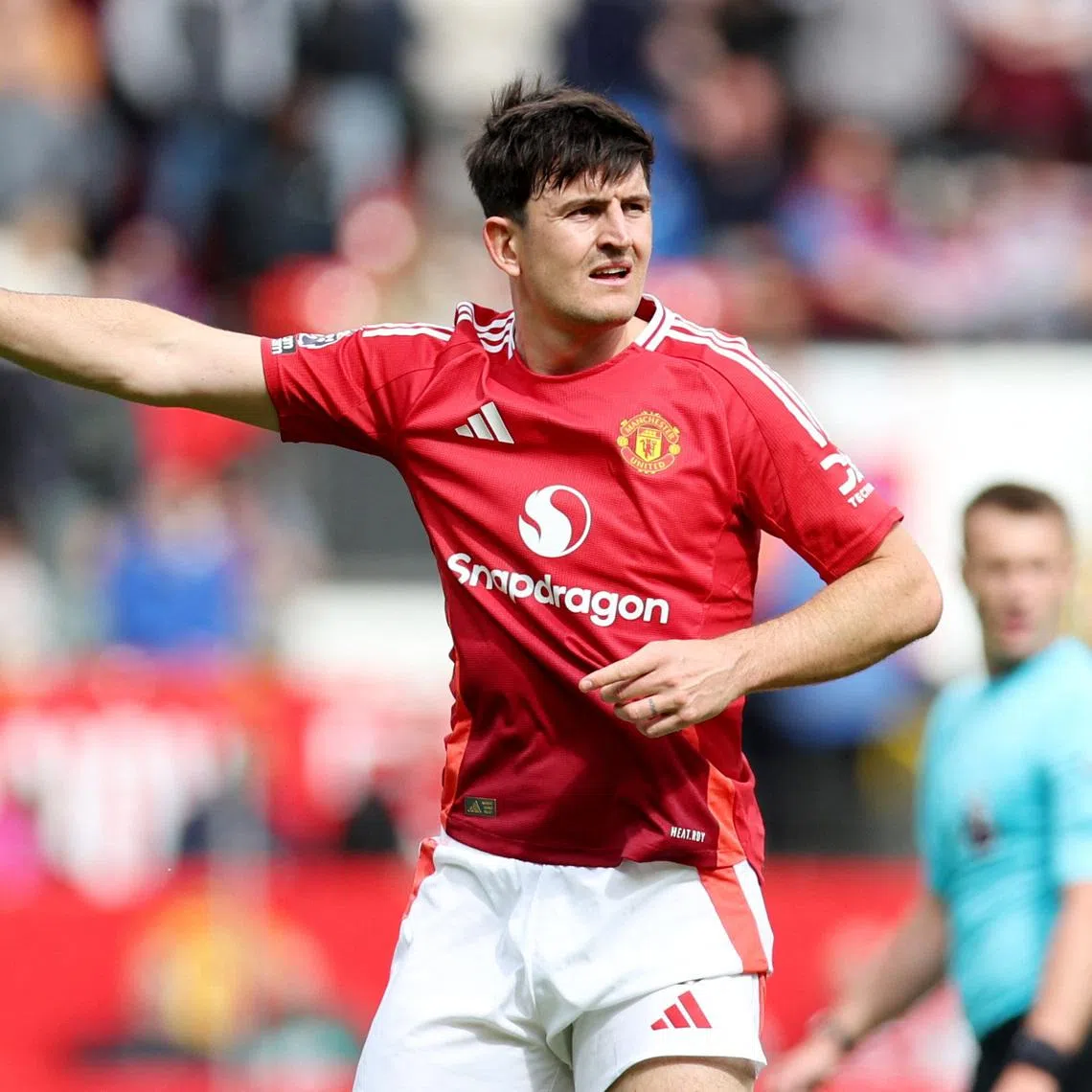 Soccer Football - Premier League - Manchester United v Aston Villa - Old Trafford, Manchester, Britain - May 25, 2025 Manchester United's Harry Maguire reacts REUTERS/Chris Radburn/File Photo
