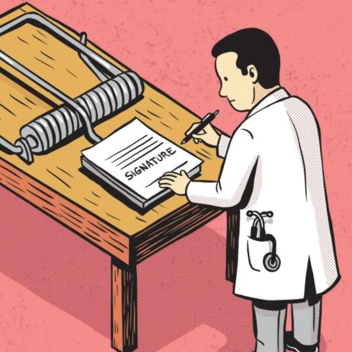 A doctor was duped into signing the loan agreement by his boss who is facing charges over fake loan applications.