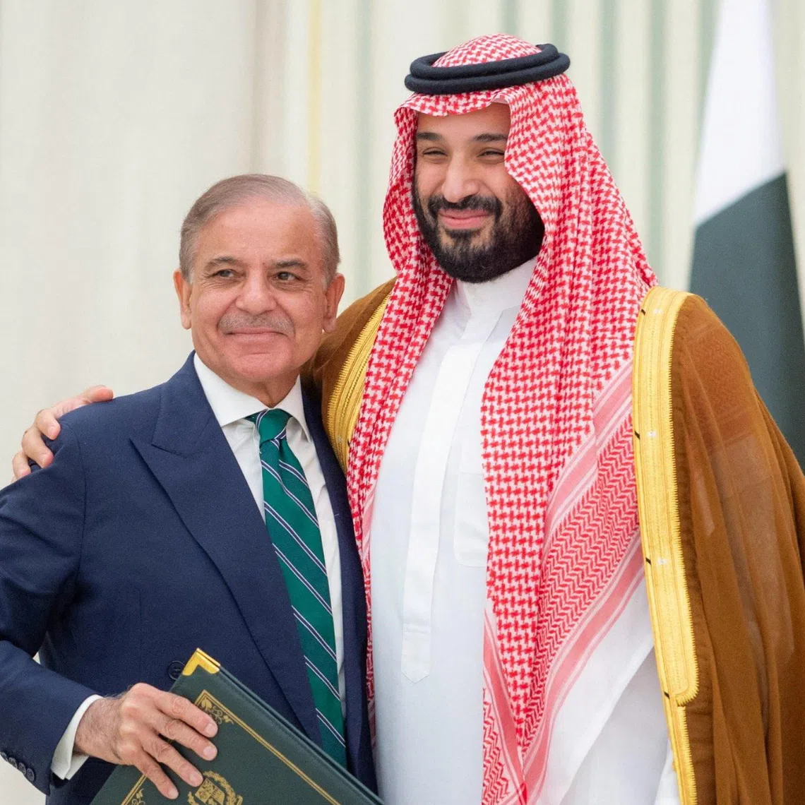 Pakistani Prime Minister Shehbaz Sharif (left) with Saudi Crown Prince Mohammed bin Salman in Riyadh on Sept 17.