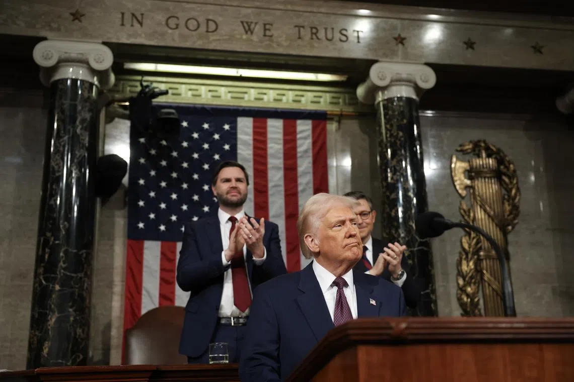 US President Donald Trump addressing the US Congress at the US Capitol on March 4.