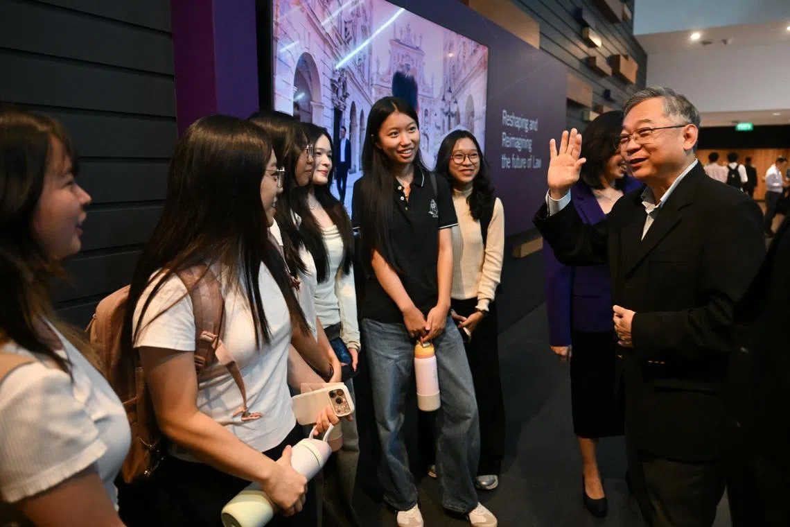 Deputy Prime Minister Gan Kim Yong speaking with students at the Financial Industry Fiesta 2026 at SMU on May 19.