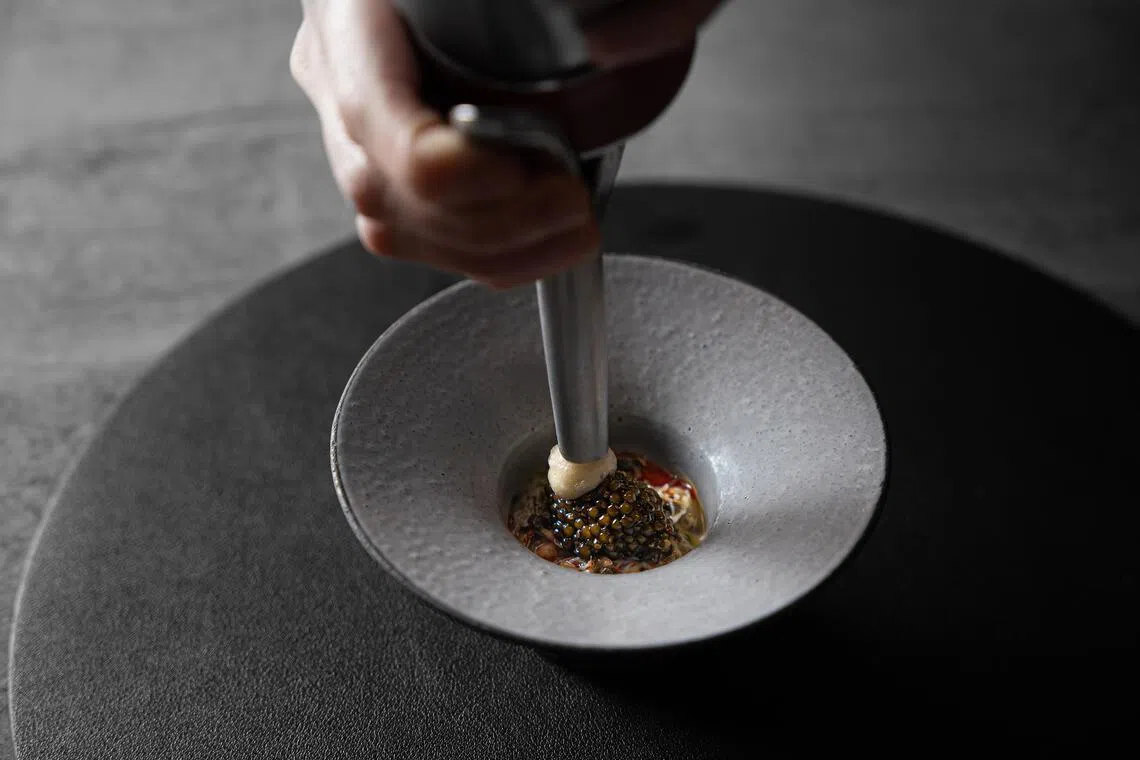 Egg custard with peekytoe crab and caviar from Noksu.