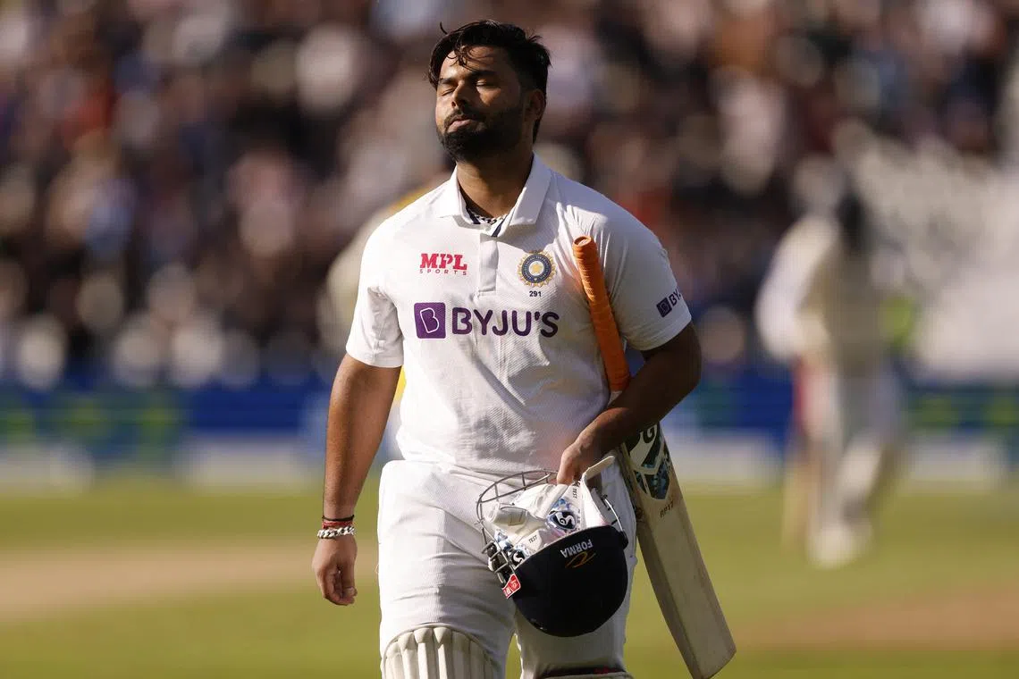 FILE PHOTO: Cricket - Fifth Test - England v India - Edgbaston, Birmingham, Britain - July 1, 2022 India's Rishabh Pant walks after losing his wicket Action Images via Reuters/Jason Cairnduff/File Photo