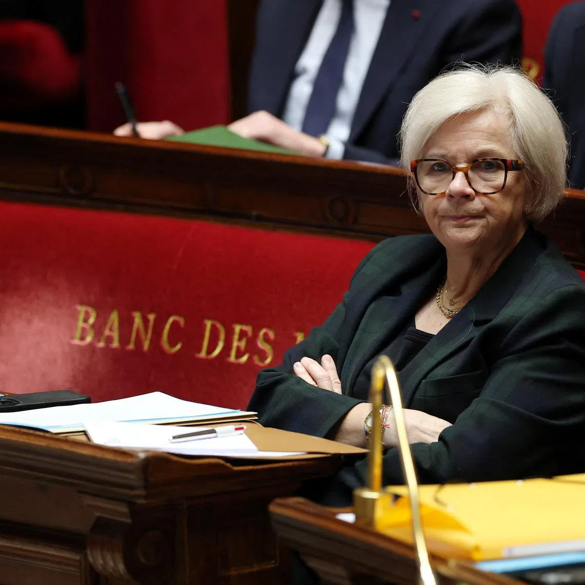 French Defence and Veterans Minister Catherine Vautrin listens to a government statement before a debate on the situation in the Middle East at the National Assembly in Paris, France, March 25, 2026. REUTERS/Gonzalo Fuentes