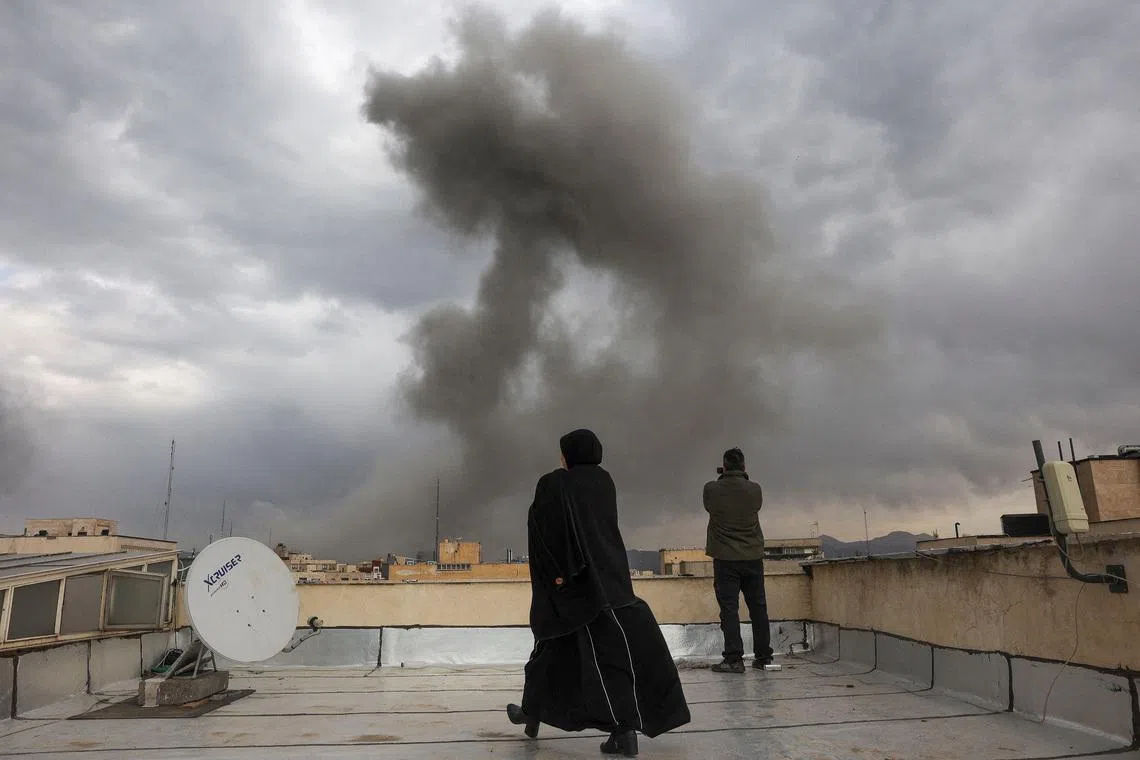 Smoke rising following an explosion in Tehran.