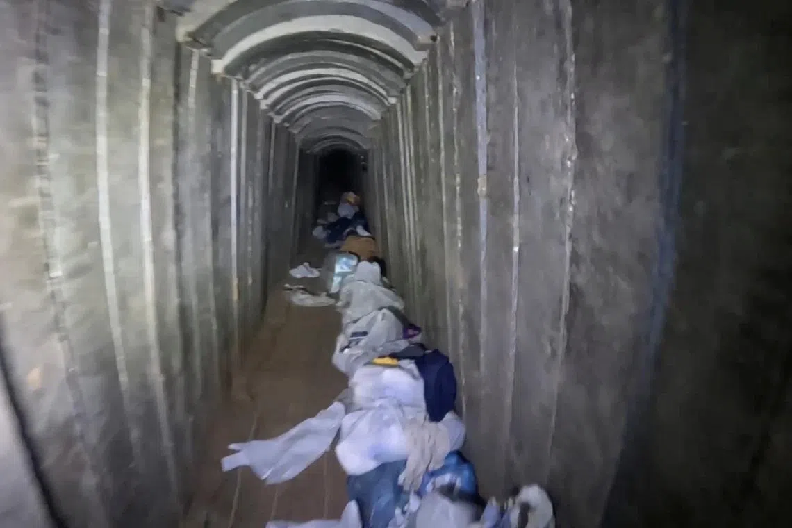 A tunnel that is said to be where six Israeli hostages were found killed is seen in this still image taken from a handout video released on September 10, 2024. Israeli Army/Handout via REUTERS