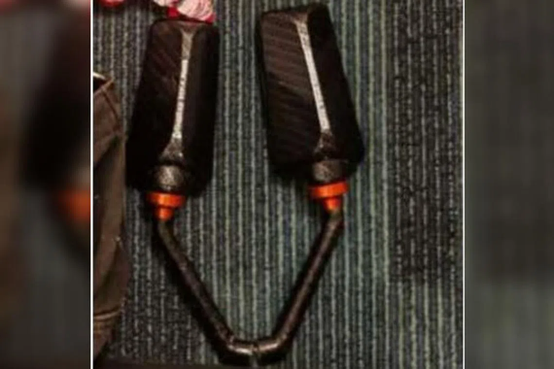 Two side mirrors of a motorcycle were recovered.
