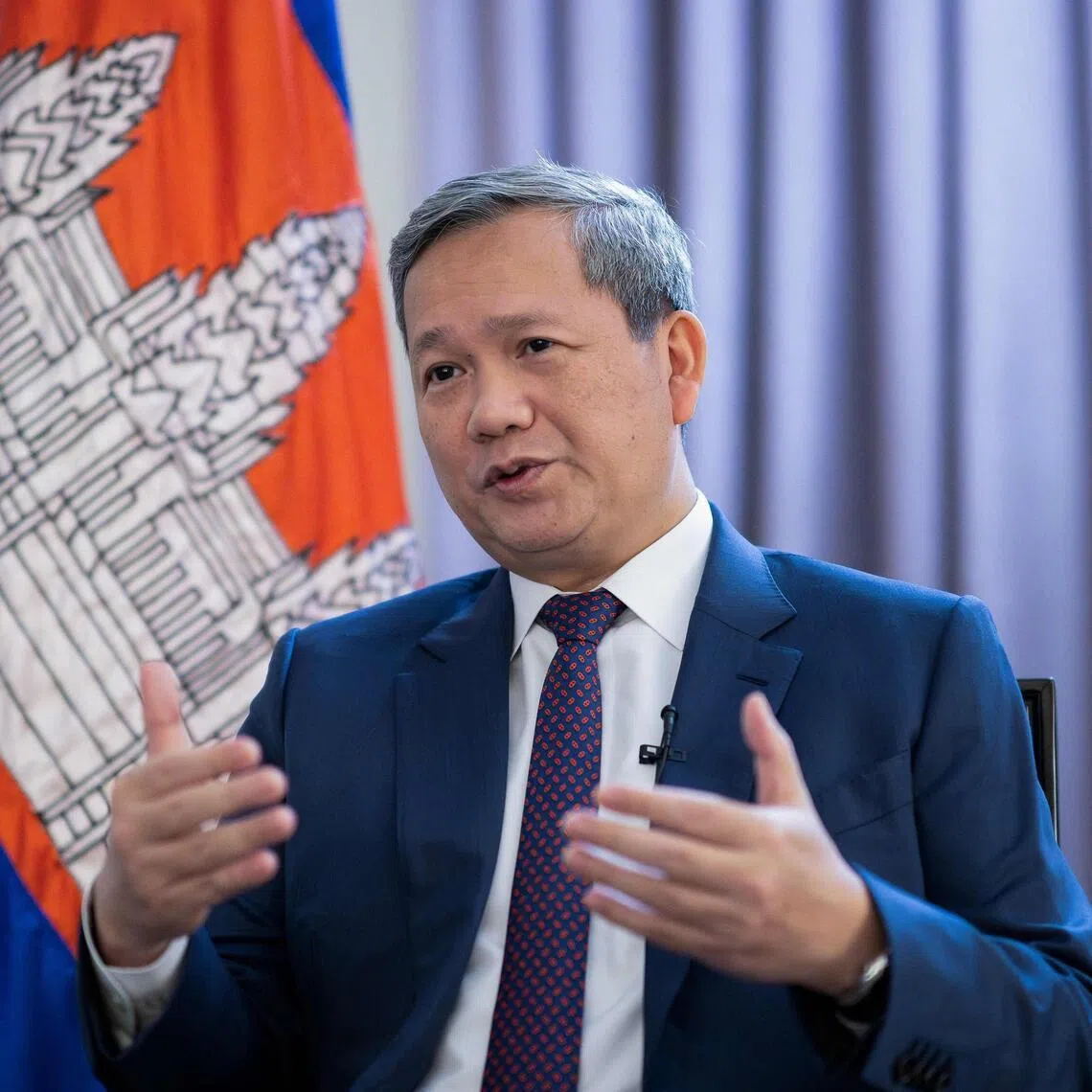 Cambodian Prime Minister Hun Manet speaking to AFP in Brussels on Feb 25.