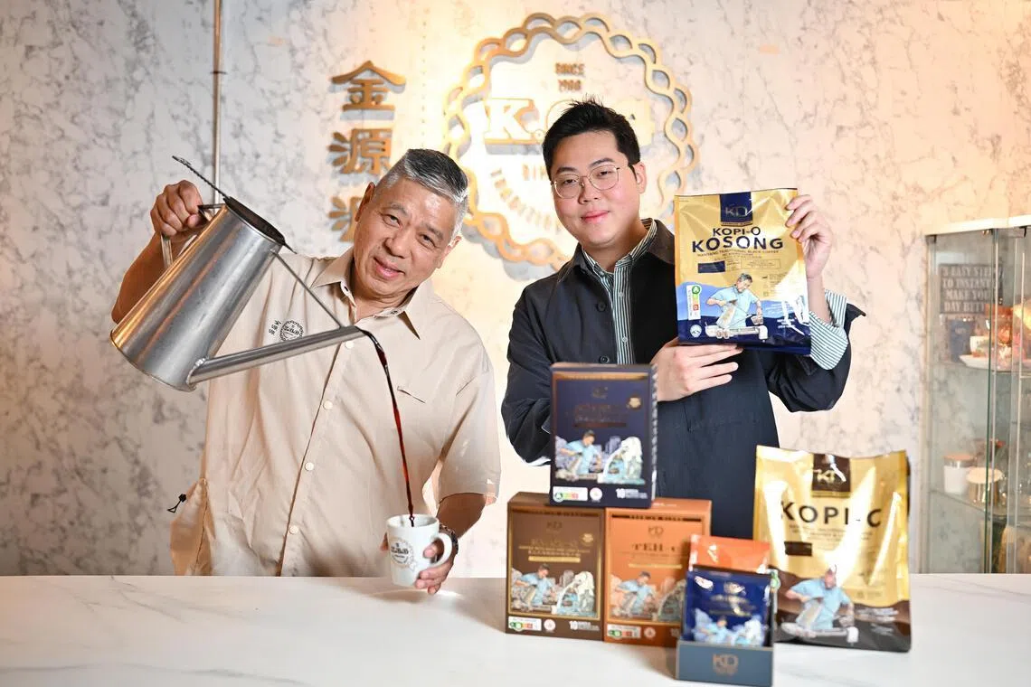 Kim Guan Guan Coffee founder Jason Soon (left) with his son, Nigel Soon, who heads the company’s consumer-focused brand Kim’s Duet.