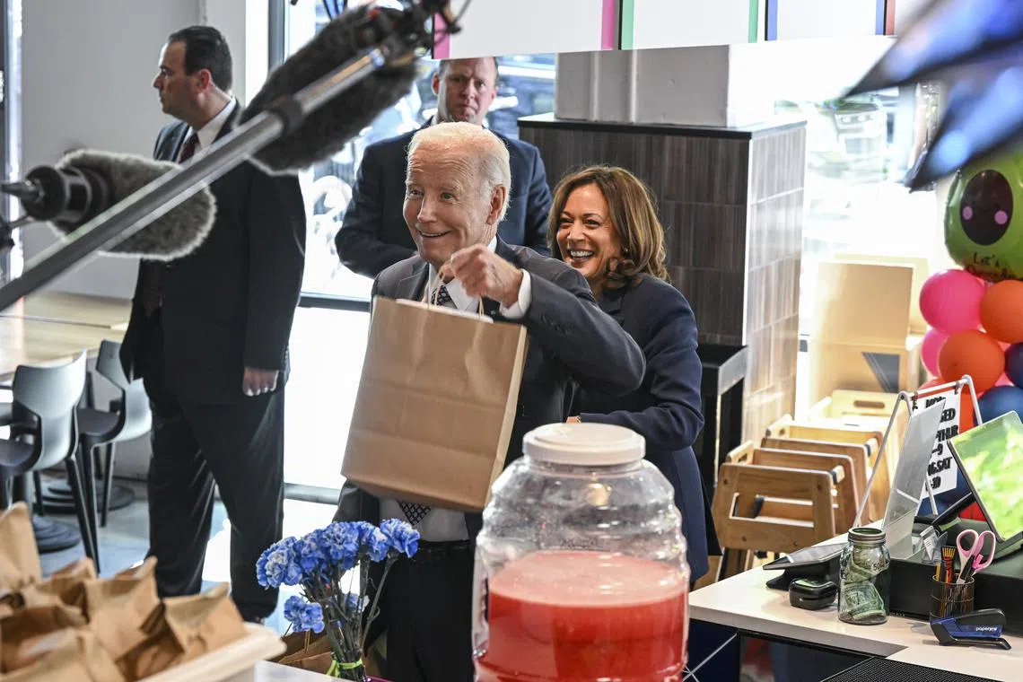 US President Joe Biden and Vice President Kamala Harris pick up lunch at Taqueria Habanero in celebration of Cinco de Mayo.
