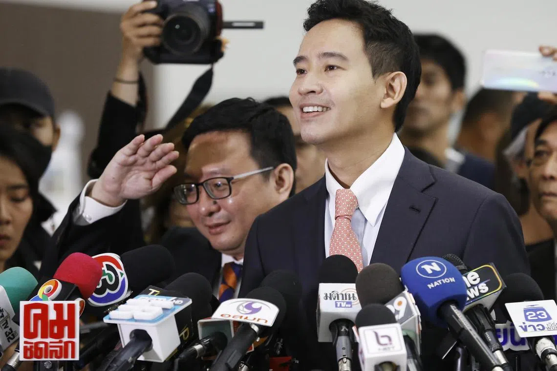 MFP's advisory chairman Pita Limjaroenrat gave evidence at a hearing in Bangkok on Dec 25 and said it “went well”.