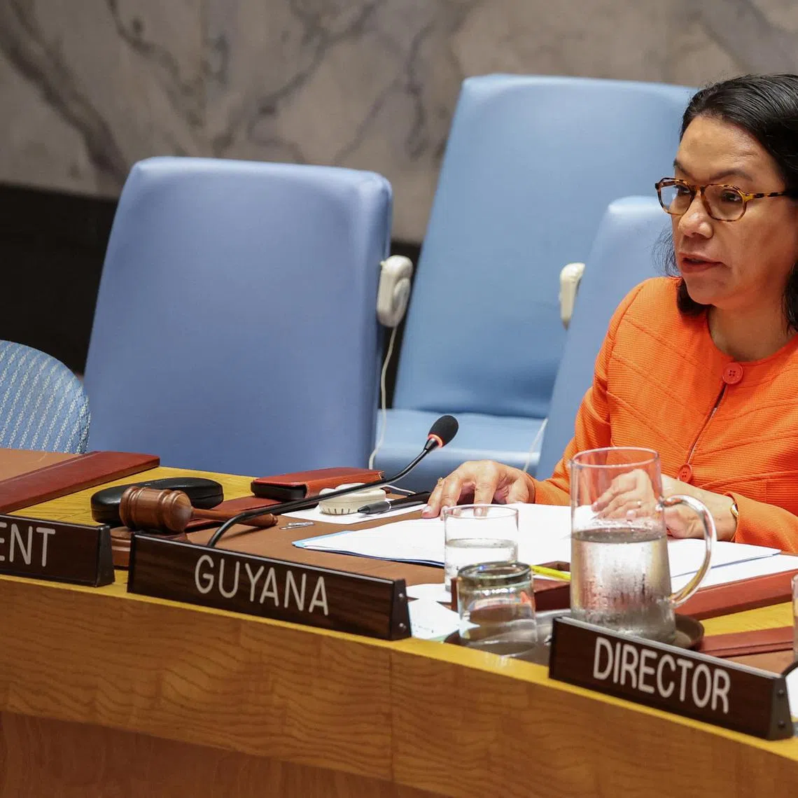 Guyana's Ambassador to the United Nations Carolyn Rodrigues-Birkett speaks during a United Nations Security Council meeting about conflicts in the Middle East at U.N. headquarters in New York City, U.S., June 30, 2025. REUTERS/Kylie Cooper