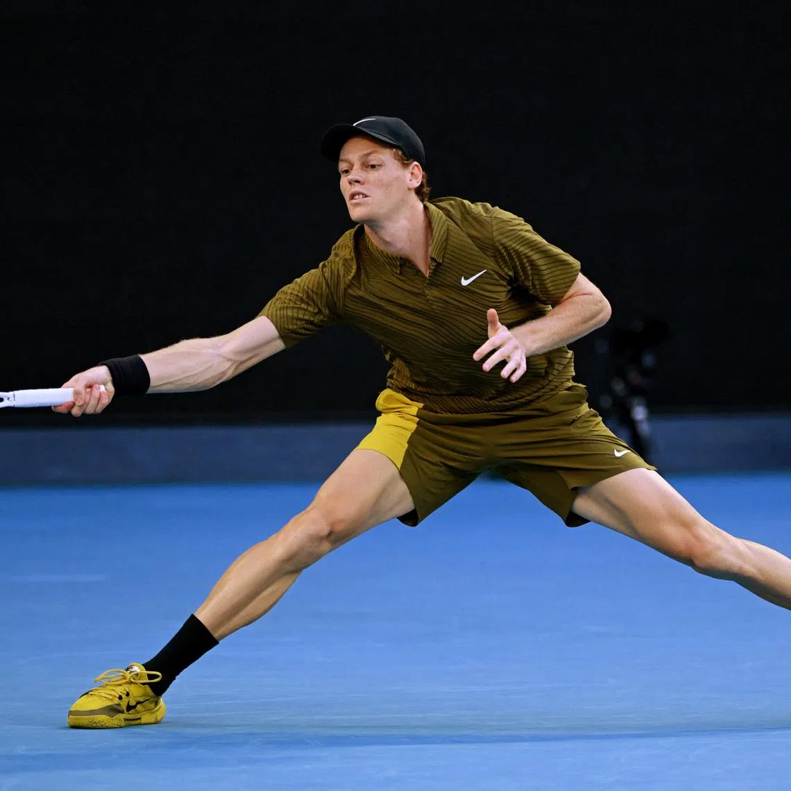 Tennis - Australian Open - Melbourne Park, Melbourne, Australia - January 20, 2026 Italy's Jannik Sinner in action during his first round match against France's Hugo Gaston REUTERS/Jaimi Joy