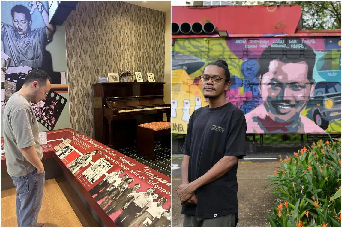 Musician and composer Julian Wong (left) re-composed P. Ramlee’s music into three movements, while artist Boon Bakes painted a mural of the film and music icon.