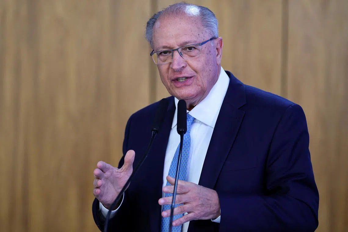 Brazil's Vice President Geraldo Alckmin speaks during a ceremony at the Planalto Palace, in Brasilia, Brazil, July 14, 2025. REUTERS/Adriano Machado/File Photo
