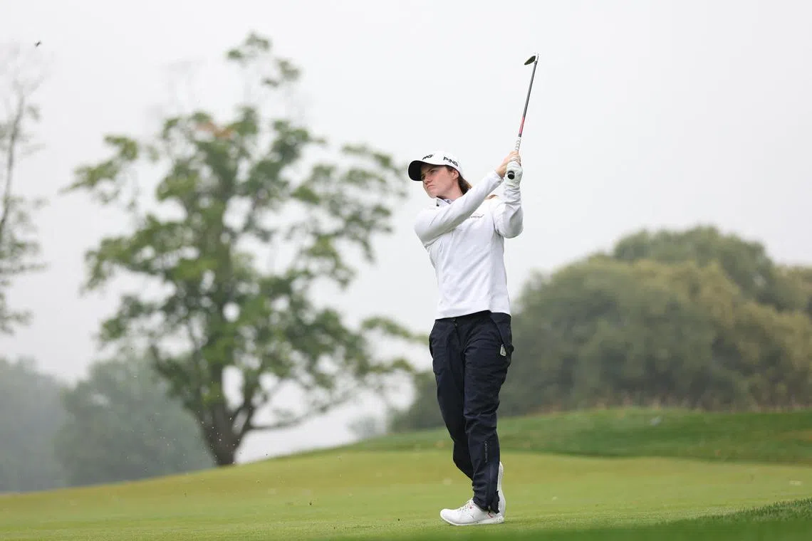 Leona Maguire of Ireland hits from the 15th fairway during the second round of the Women's PGA Championship.