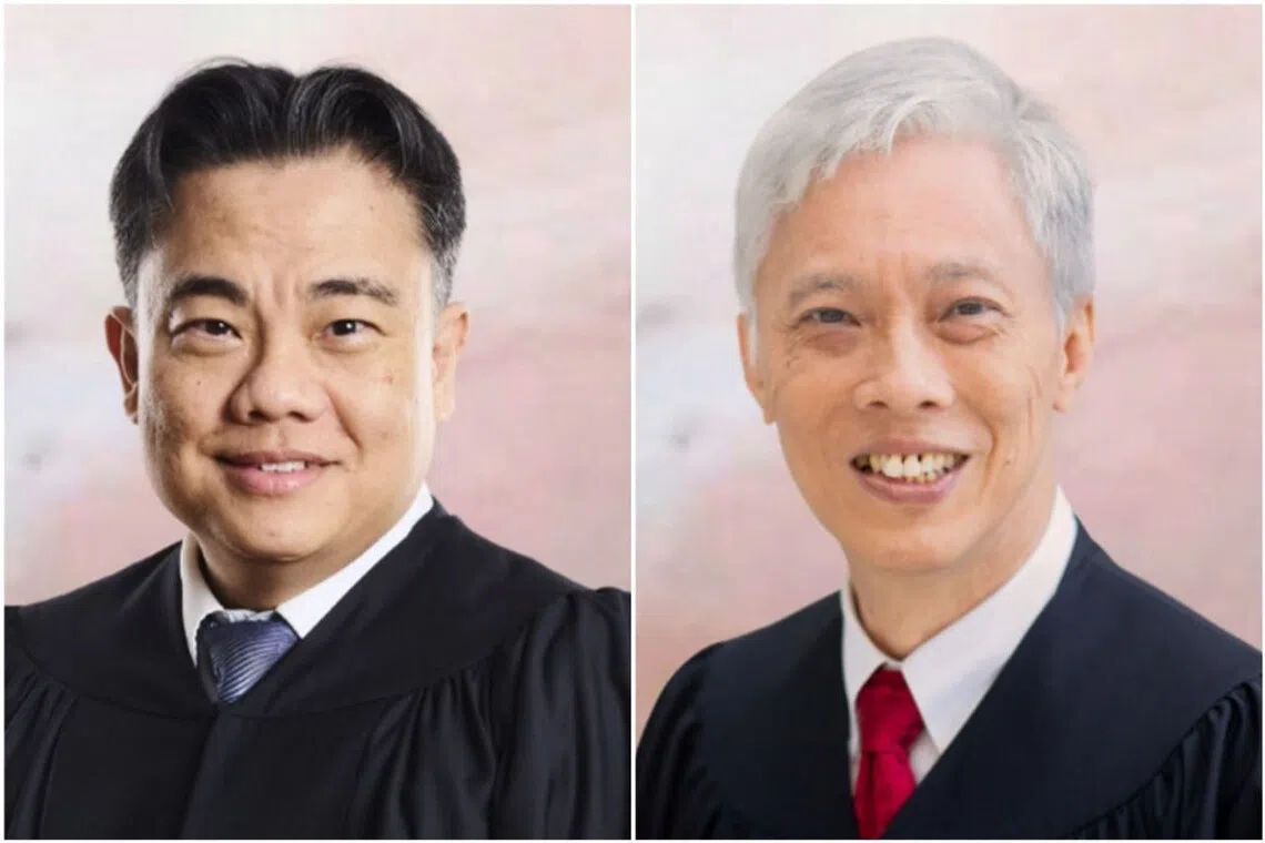 Justice Christopher Tan Pheng Wee (left) will succeed Justice Vincent Hoong Seng Lei as as Presiding Judge of the State Courts.