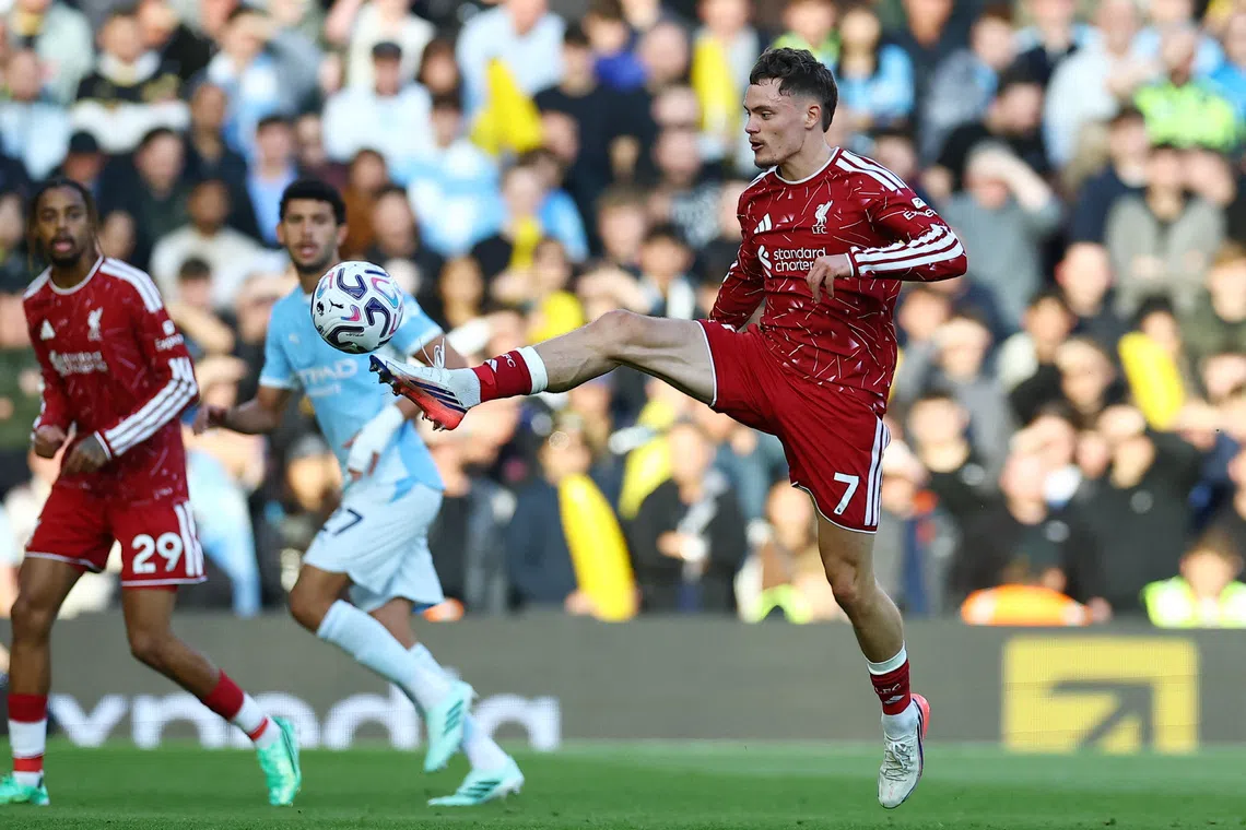 Soccer Football - Premier League - Liverpool v Manchester City - Anfield, Liverpool, Britain - October 11, 2026 Liverpool's Florian Wirtz in action REUTERS/Phil Noble