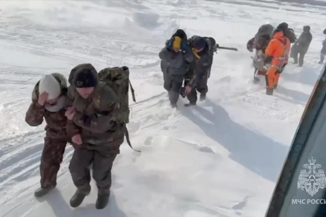 Russia says it rescues all 139 fishermen stranded on ice floe in