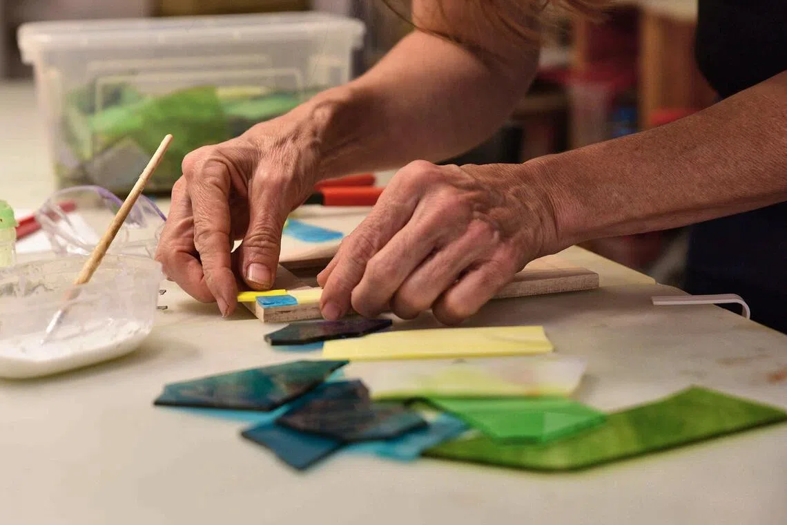 Trencadis mosaics use random shards of glass or ceramics.