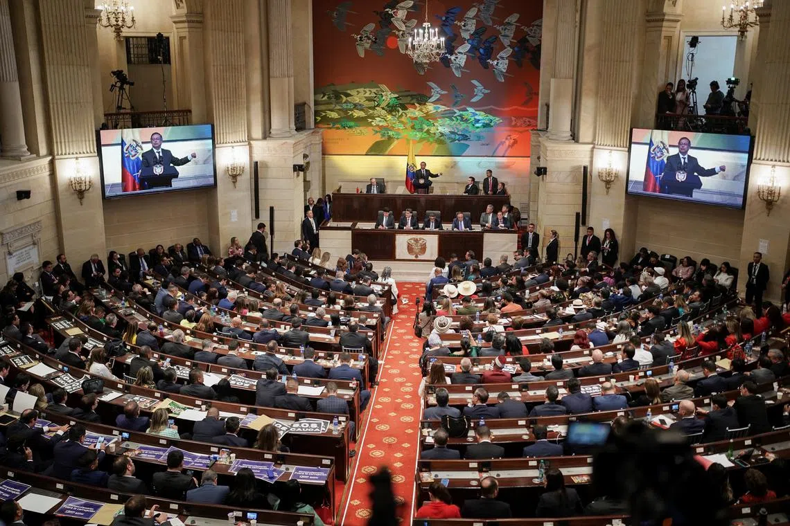 Members of Colombia's congress attend the opening of the new session in Bogota, Colombia July 20, 2024. REUTERS/Nathalia Angarita/File Photo