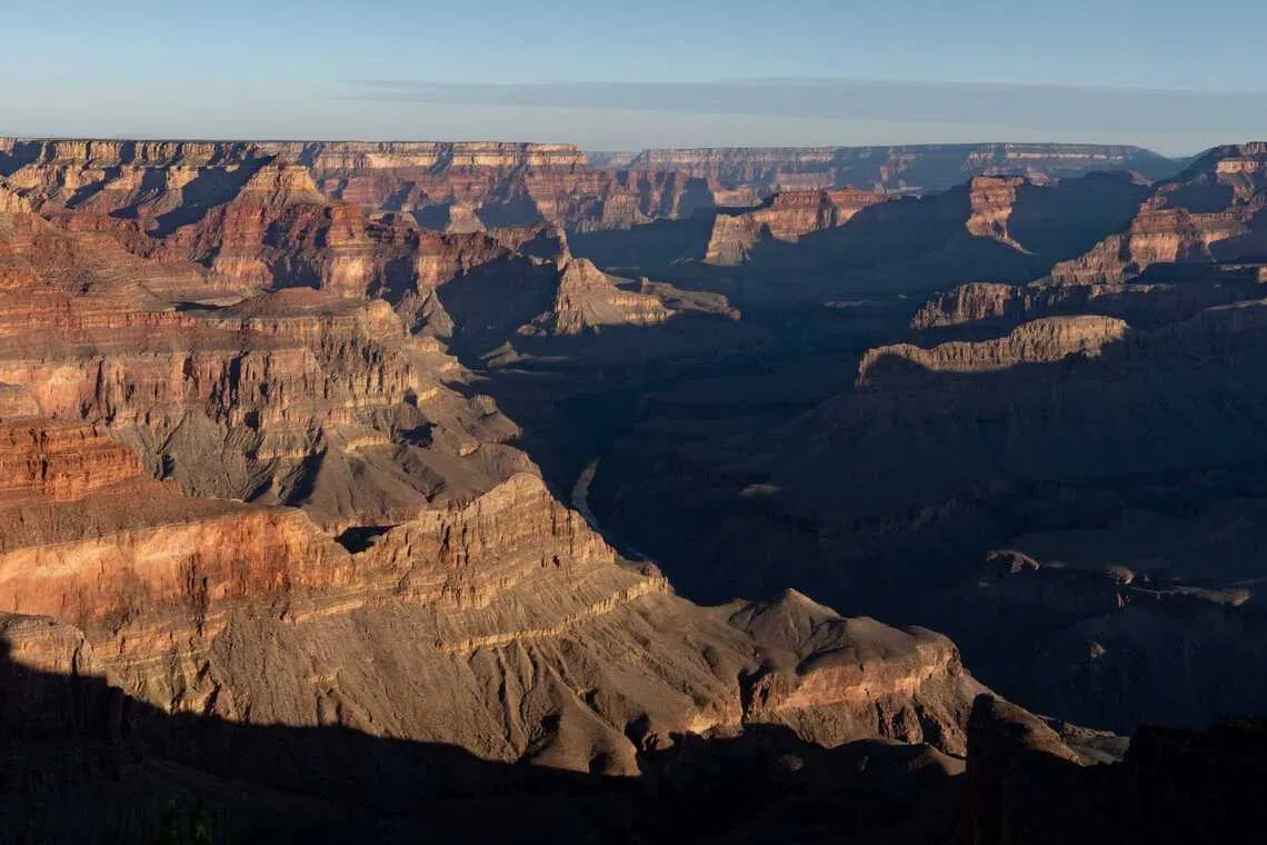 The sunrise casts shadows at Grand Canyon National Park in Arizona on June 30, 2026.