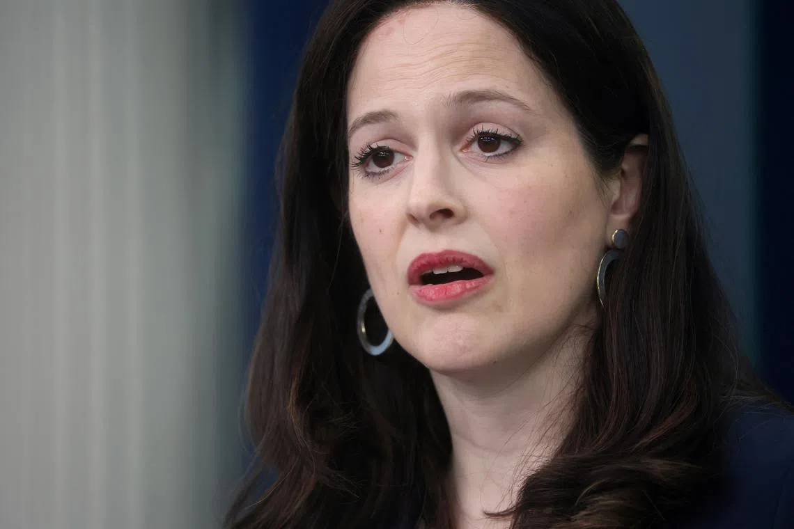 FILE PHOTO: Anne Neuberger, the U.S. deputy national security adviser for cyber and emerging technology, speaks during a press briefing at the White House in Washington, D.C., U.S., March 21, 2022. REUTERS/Leah Millis/File Photo