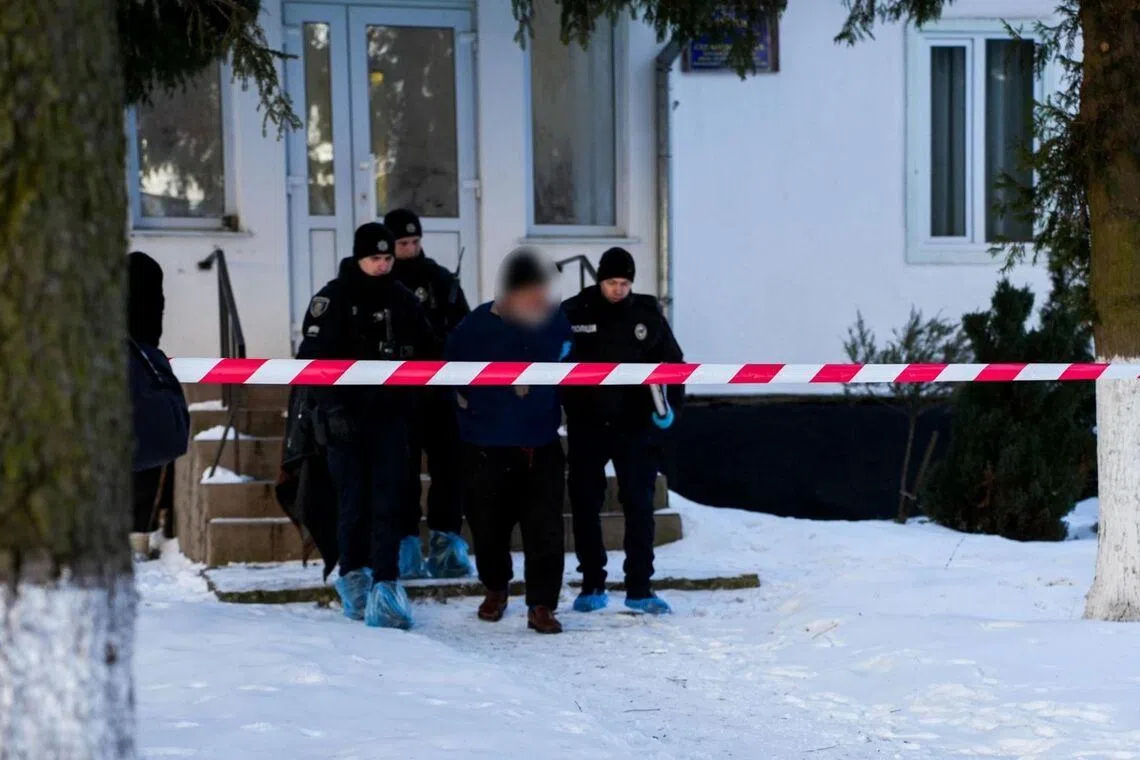 The attack happened in the early hours of Feb 10, the Rivne region police said on social media.