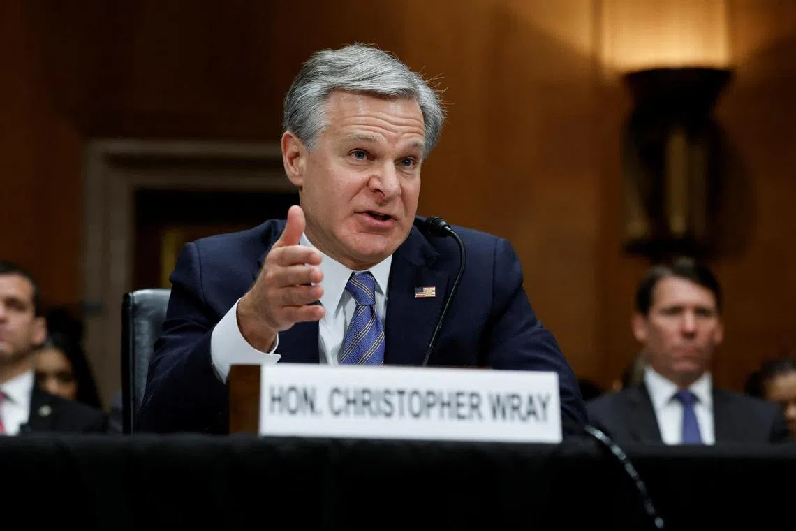 FBI Director Christopher Wray said the Israeli-Palestinian conflict has raised the threat posed by homegrown US violent extremists.
