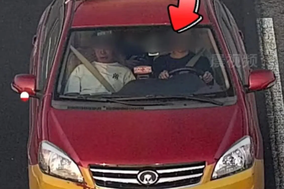 The boy (right) had taken the key to his father’s taxi after an argument, and invited two friends for an adventure.