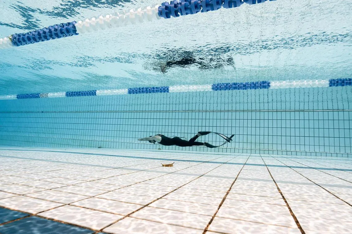 Singapore freediver Fu Xingqiang in action during the Ultimate Freediving Challenge 5 competition on May 6, 2023.

Credits: Li Siwen