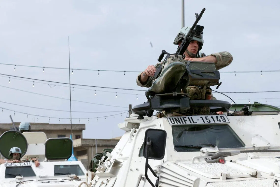 French contingent vehicles serving with the UN Interim Force in Lebanon (UNIFIL) cross the Qasmiyeh Bridge heading towards Sidon and Beirut. 