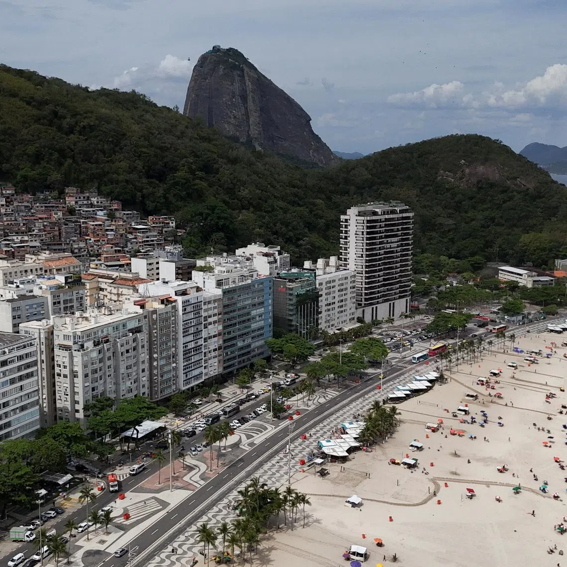 A drone view shows the Chapeu Mangueira favela during a hot summer day, as a study measures the effect of extreme heat linked to climate change on residents of low-income communities, in Rio de Janeiro, Brazil, January 16, 2026. REUTERS/Sergio Queiroz