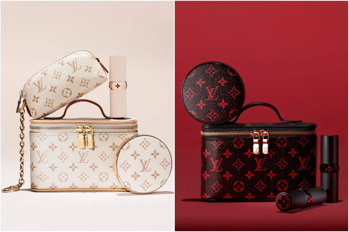 Complementing the cosmetics is a line of small leather goods and accessories (from $745 for a lipstick pouch to $1,620 for a lip and eye brush set) in limited-edition canvases.